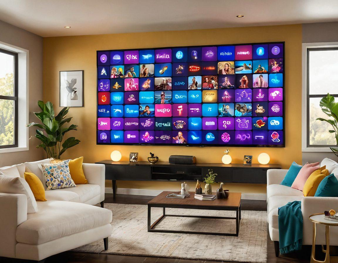 A vibrant, modern living room scene featuring a large screen displaying a live adult entertainment stream, surrounded by interactive elements like chat bubbles and emojis. A cozy ambiance with warm lighting and stylish furniture to convey a fun atmosphere. Characters engaging with the screen, showcasing excitement and enjoyment. Emphasize a sense of community and interaction. super-realistic. vibrant colors.